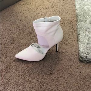 White ankle heels